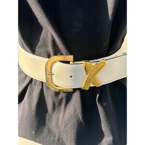 Paloma Picasso Wide, Crème, Leather Belt, Size Large, Made in Italy